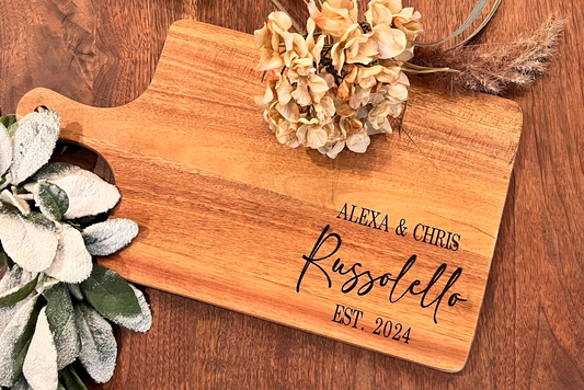 Charcuterie Board Personalized Serving Board with Handle Monogrammed Personalized Cheese Board Engagement Gift Bridal Shower Gift Newlywed