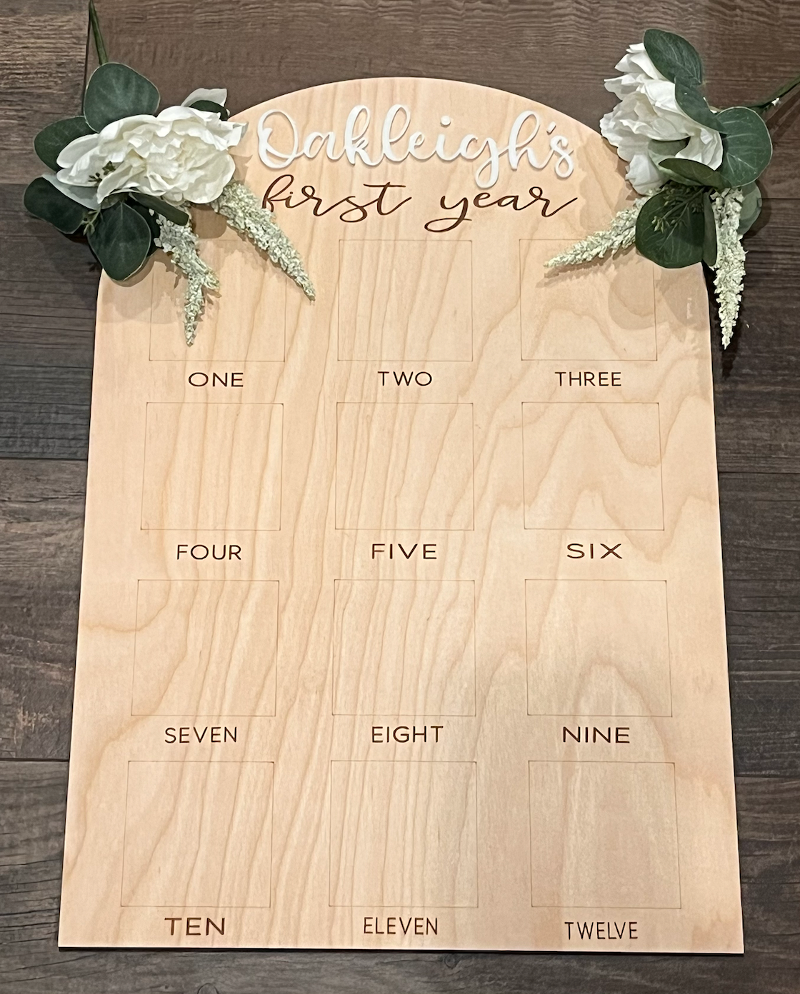 One Year of Photo Board, Wood Photo Board, Milestone Board, 1st Birthday Board, First Birthday Decoration, 12 Months Photo Shoot Prop