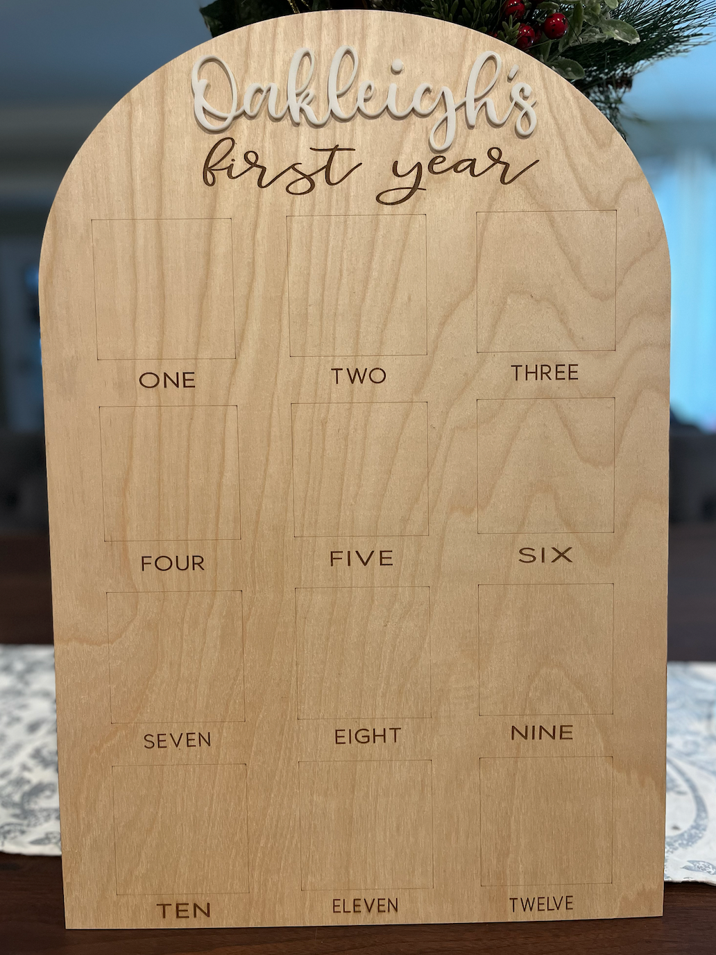 One Year of Photo Board, Wood Photo Board, Milestone Board, 1st Birthday Board, First Birthday Decoration, 12 Months Photo Shoot Prop