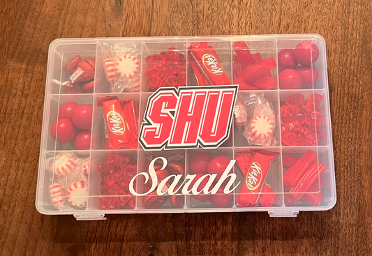 College Candy Boxes, Commitment Acceptance Decision Gift, Birthday gift, Finals Treat, Dorm Care Package, Bed Party, Sorority, Fraternity, Graduation Gift